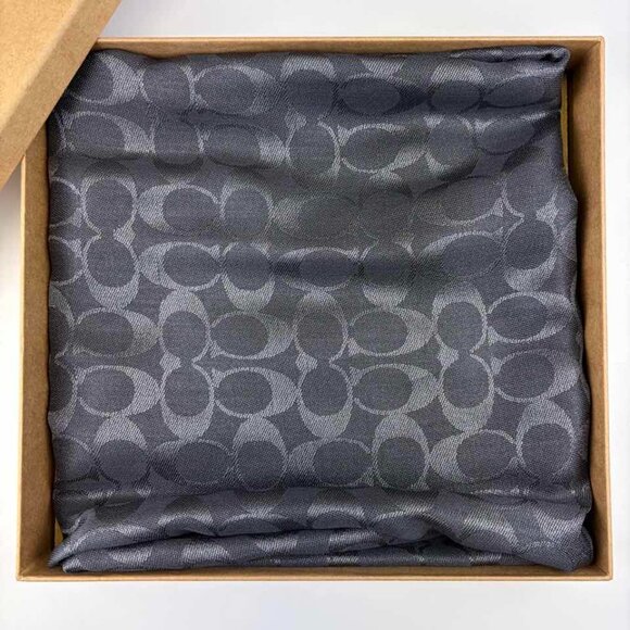 Coach CO083 Signature Metallic Oblong Scarf in Graphite - Picture 1 of 4